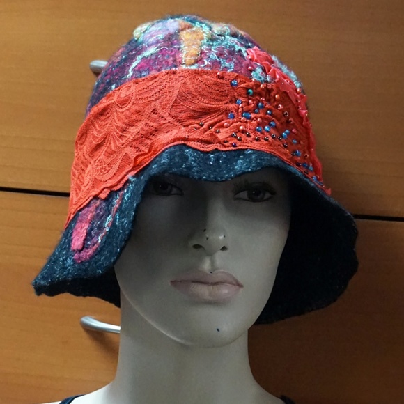 FELTED WOOL CLOCHE HAT UNIQUE GIFT FOR WOMEN